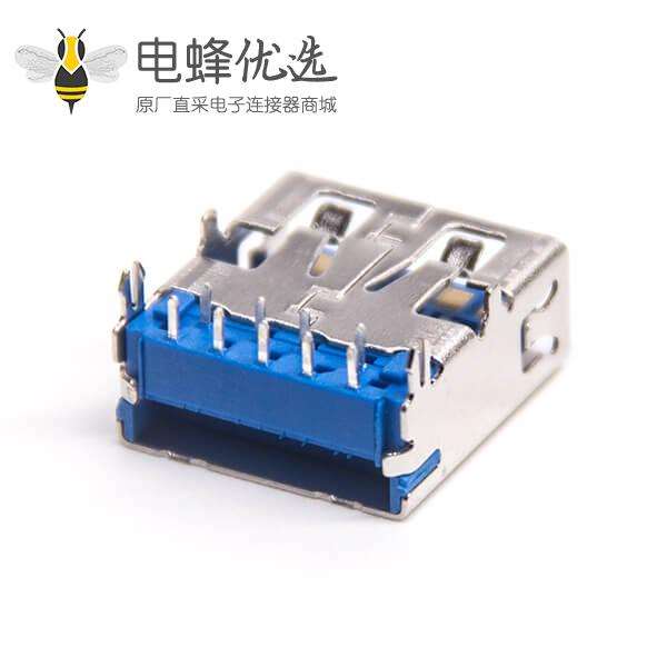 USB 3.0AF短体90度PA9T蓝胶H5.7 L13.7