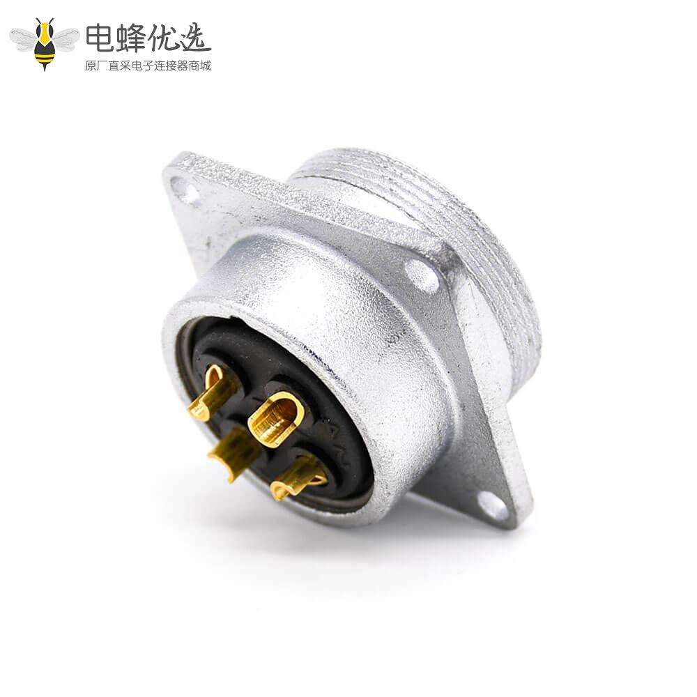 4P母座P28直式4孔法兰连接器