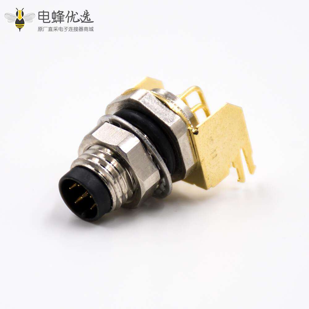 M86芯A扣板端插座公头弯式接PCB板前锁板插座连接器