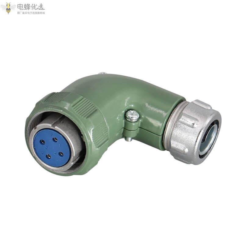 公母对接式4芯弯式YD28正装TR+Z母插头公插座25A500V航空连接器