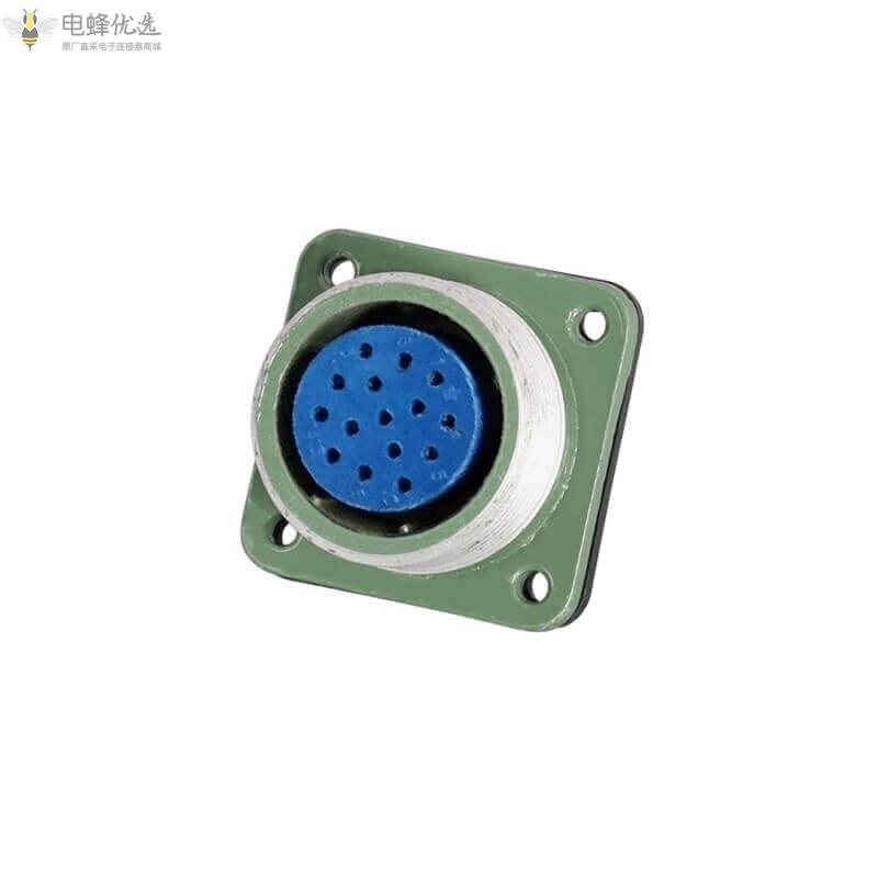 四孔法兰型YD28系列15芯反装Z带孔插座10A400V航空连接器