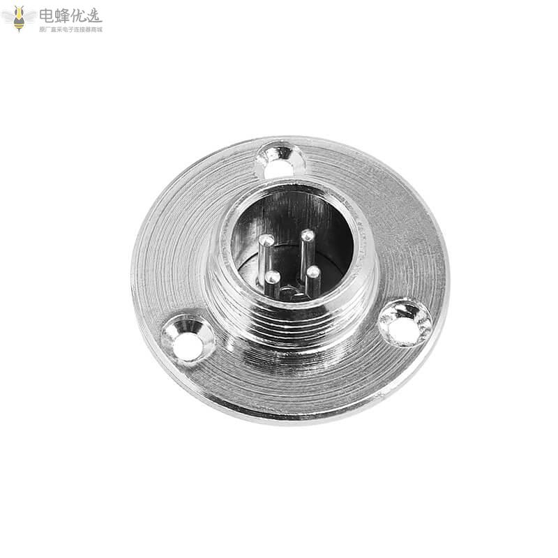 GX12标准款4芯航空连接器3A125V焊接式圆形3孔法兰安装