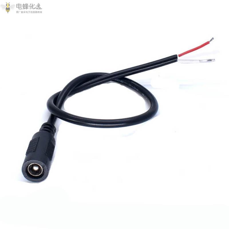 DC5.5*2.5mm接口直流焊接电源线0.3平方单母头30cm厂家批发