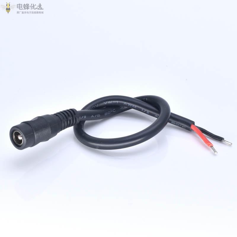 DC5.5*2.5mm单母头直流电源线DC0.75平方焊接连接线铜线25cm厂家批发