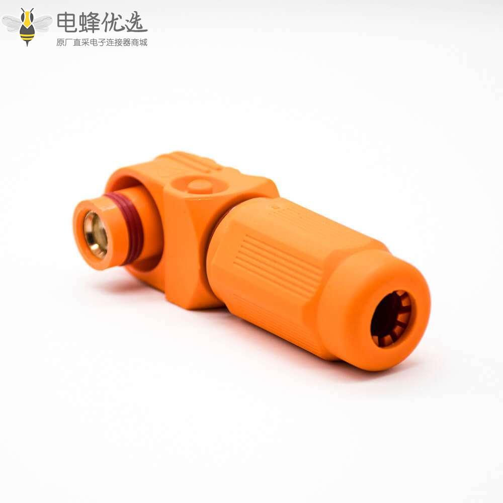 新能源电源储能连接器14mm单芯塑料400A橙色IP67接线弯式插头